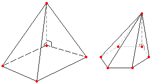 четырехугольная и шестиугольная прямоугольные пирамиды